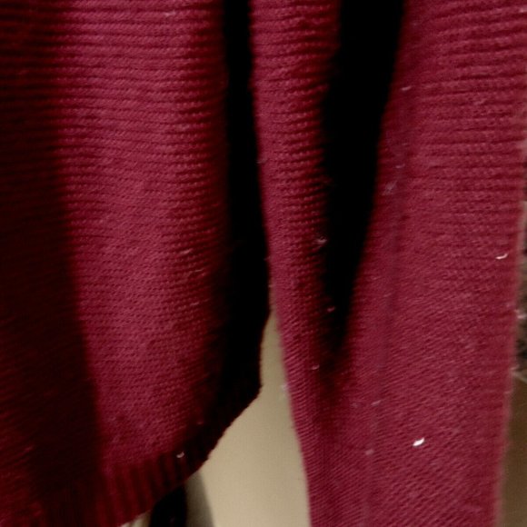 FOREVER21 Sweater Top S Burgundy crochet Crop Ribbed knit Crew neck Fall Basics - Picture 5 of 6
